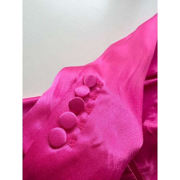 ZARA Hot Pink Satin Waist Tie Oversized Single Breasted Blazer Jacket, Size L - Picture 11 of 15